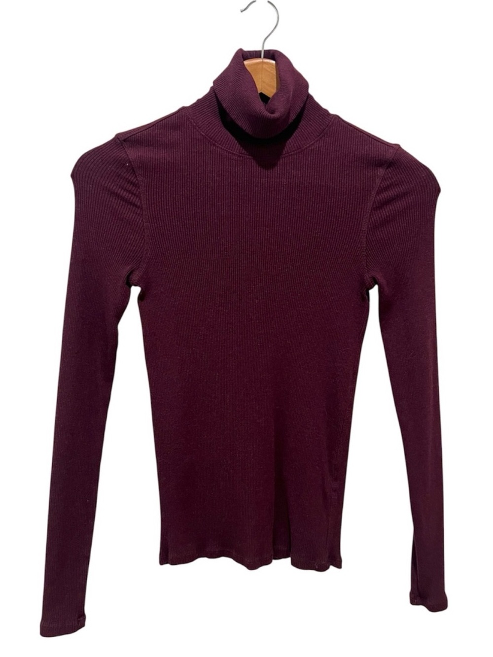 Prana Turtleneck Top Soft Ribbed Purple Size Small